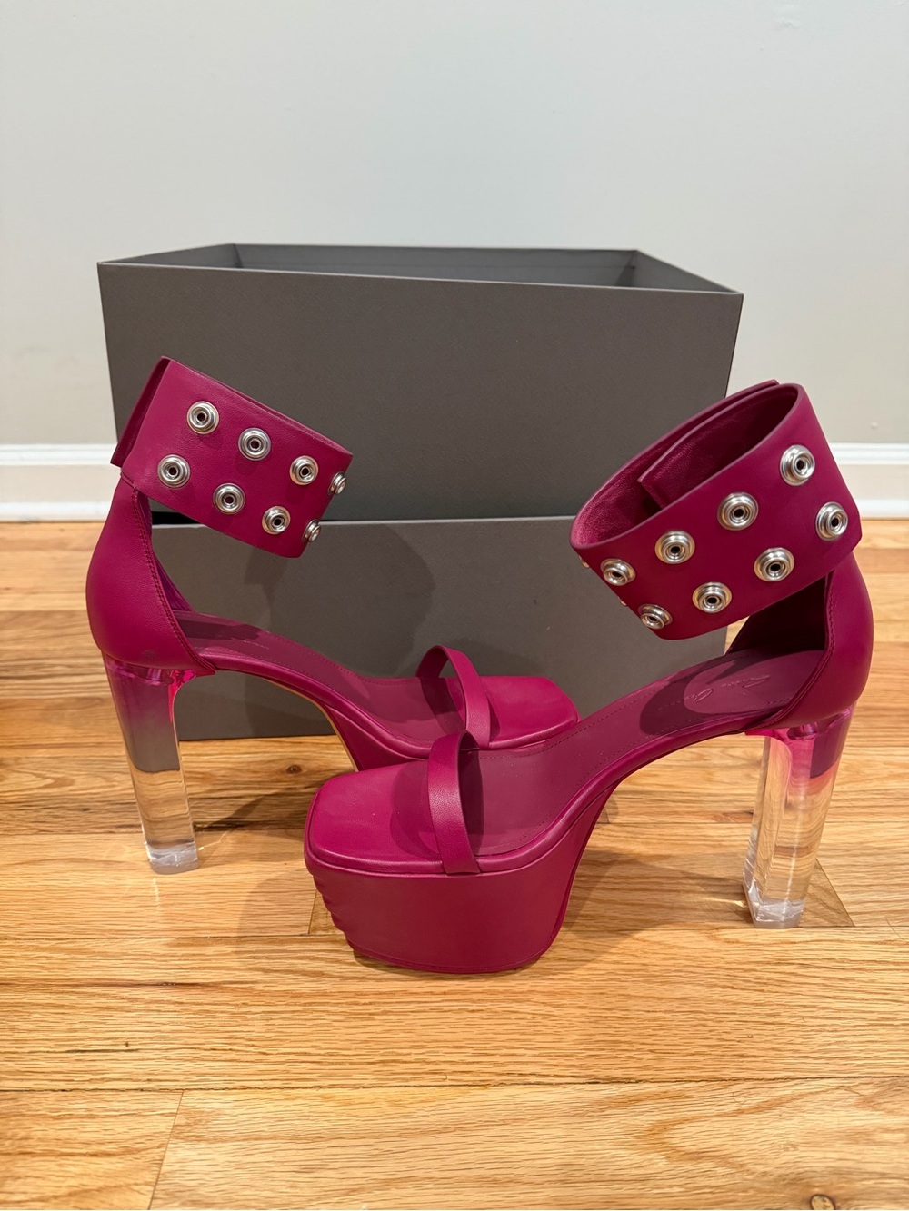 Rick Owens Magenta Heeled Sandals